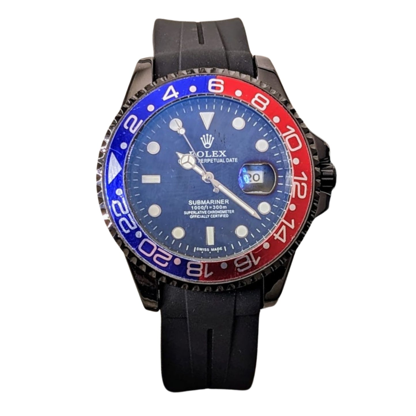 Rolex GMT – Submarine Dial, Rubber Strap, Date Function