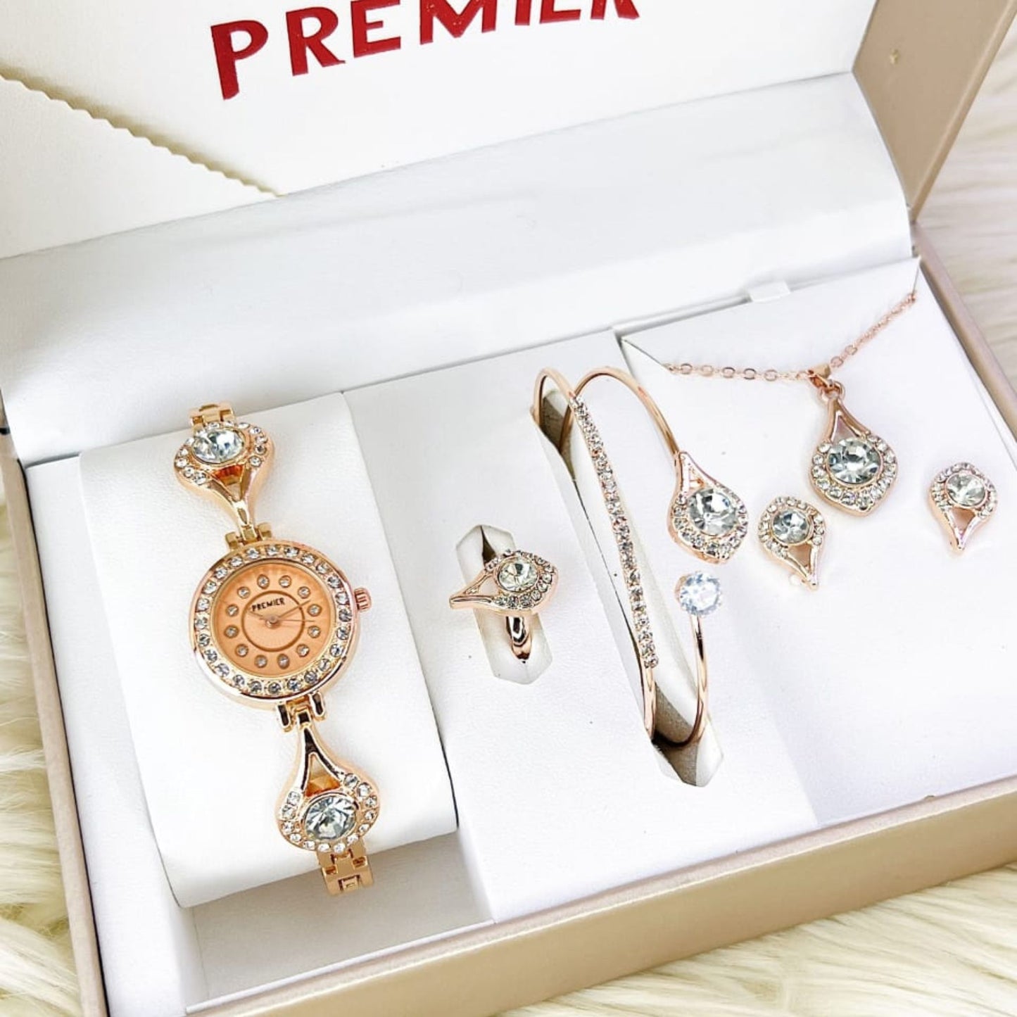 Premier Jewelry Set – Watch, Bracelet, Ring & Locket