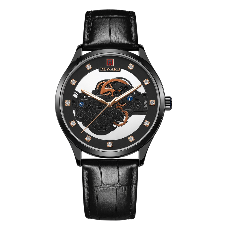 Reward Skeleton Leather Watch