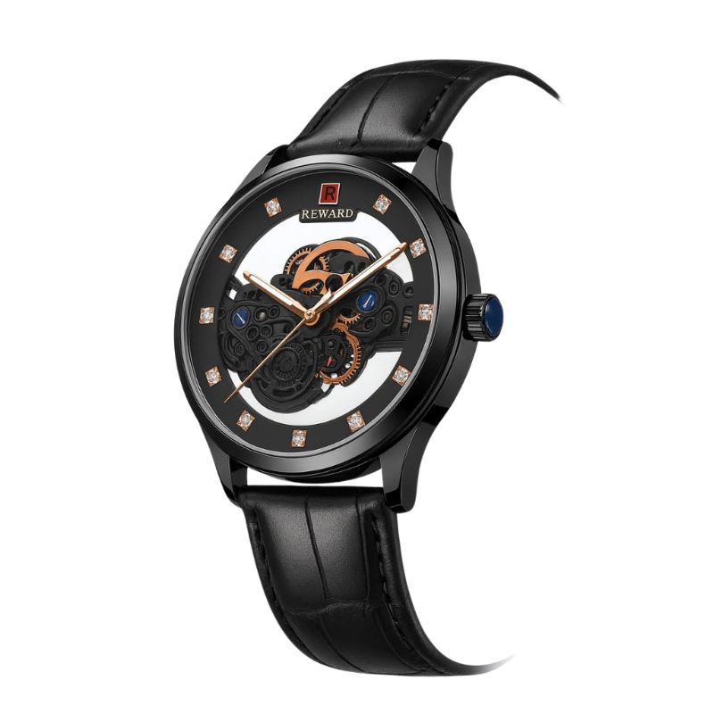 Reward Skeleton Leather Watch