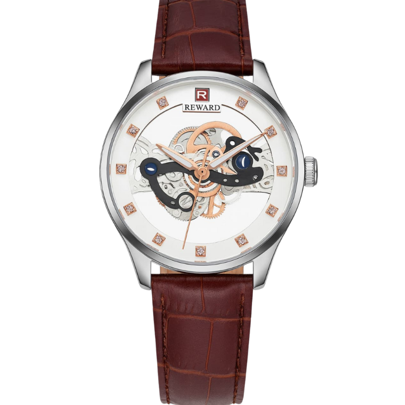 Reward Skeleton Leather Watch