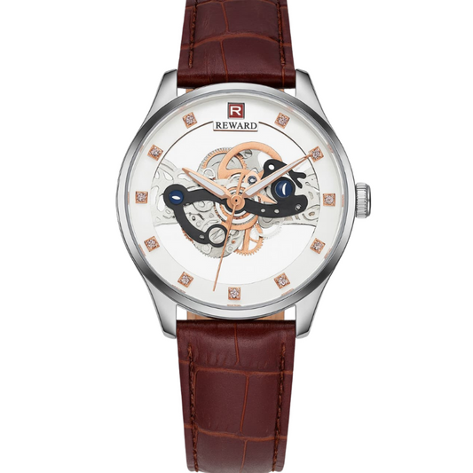 Reward Skeleton Leather Watch